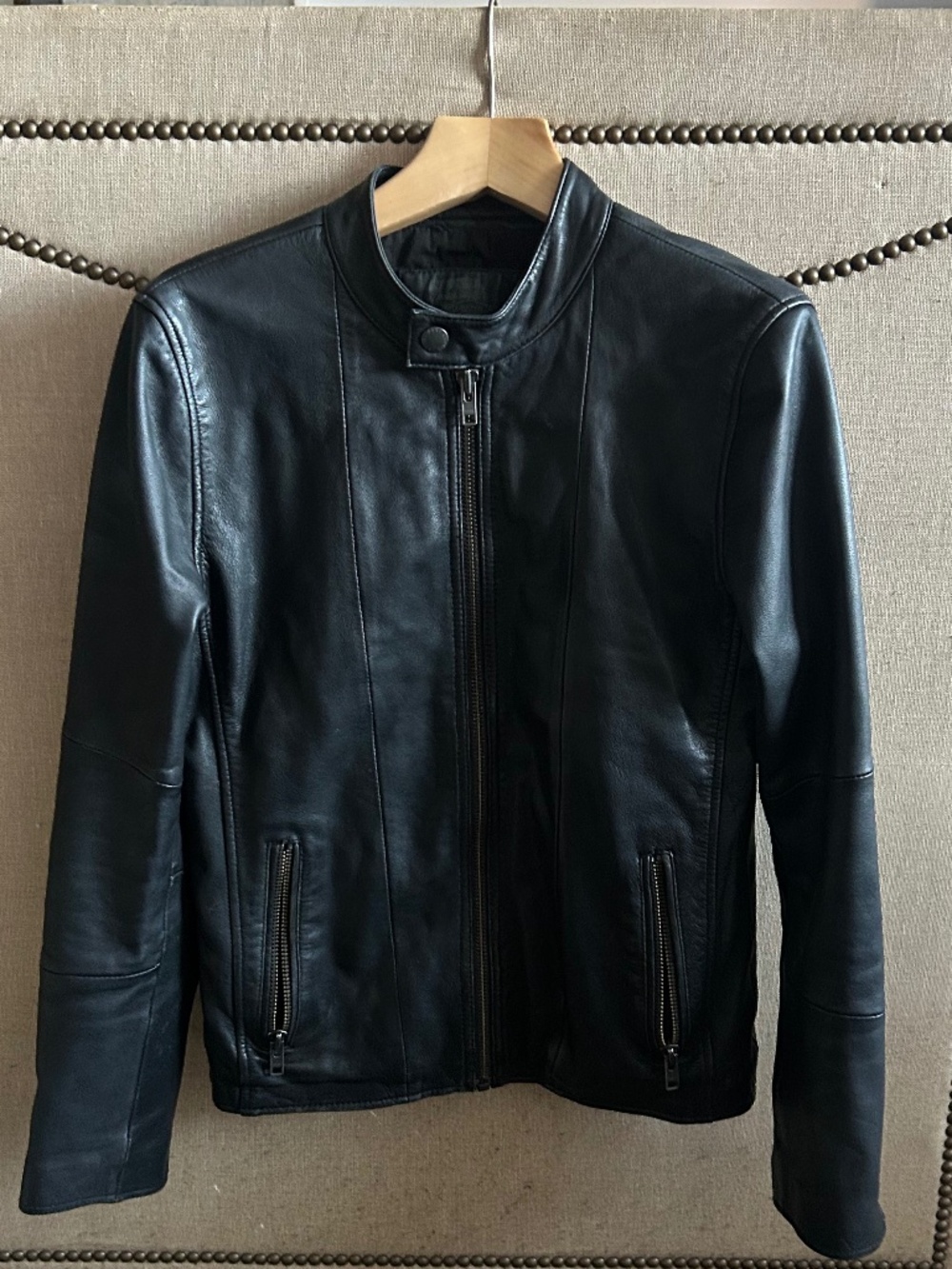 Lindbergh Men’s Lambskin Biker Jacket Sm